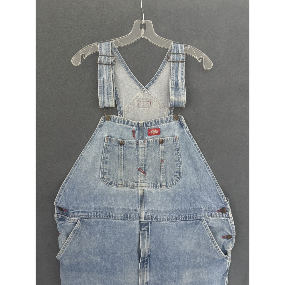 Dickies Denim Bib Overalls Men 40x30 Blue Cotton Distressed Gorpcore W435GSL